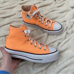 Converse All Star high-top platform sneakers neon orange Sz 8